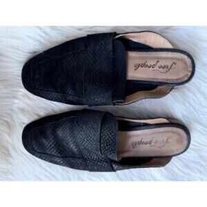Free People Black Textured Leather Mules